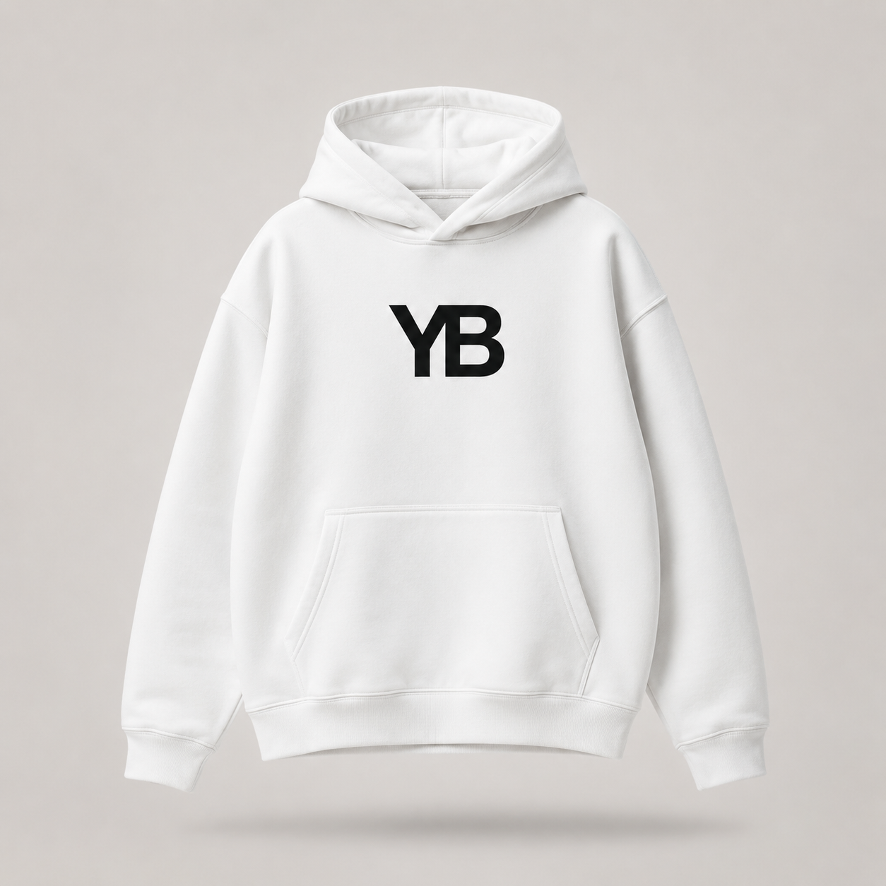 YB White Hoodie in White / Black
